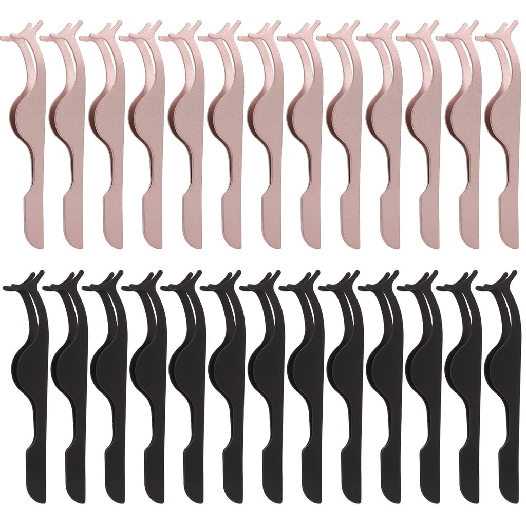 26 Pieces False Eyelashes Applicator Tool -  Professional Falses Eyelash Extension Stainless Steel Clip Remover Tweezers for Lashes Application and Removal Supplies (Gold-Black)
