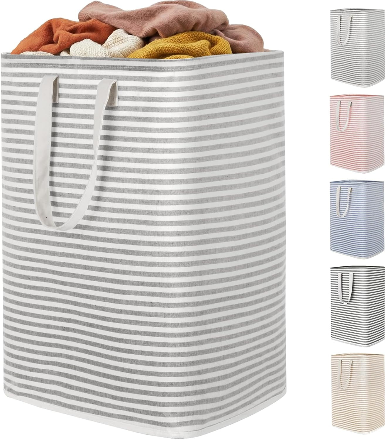 80L Large Laundry Baskets, 1 Pack, Reinforced Handles, Grey
