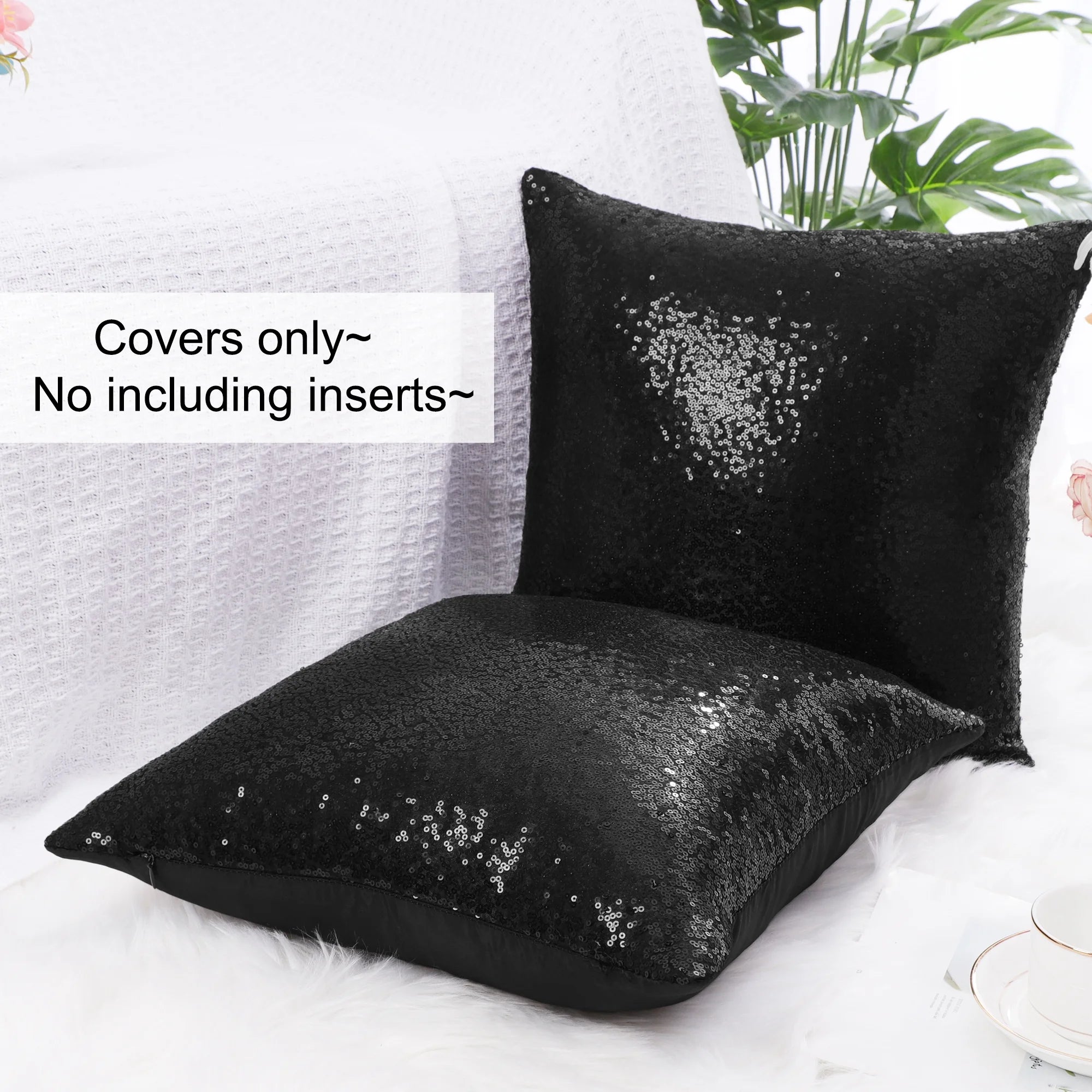 2 Pack Sequins Decorative Throw Pillow Covers 16