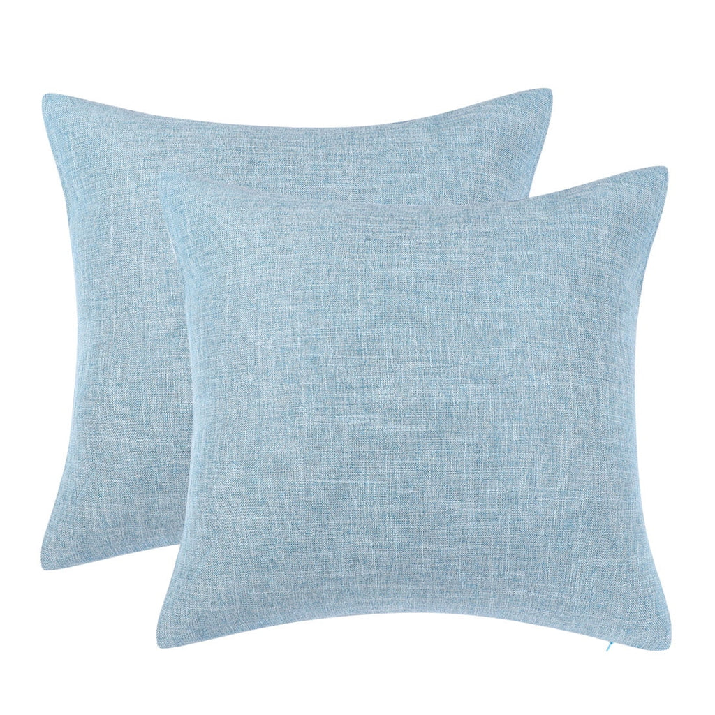 2 Pack Cotton Linen Throw Pillow Covers 18" X 18" Blue