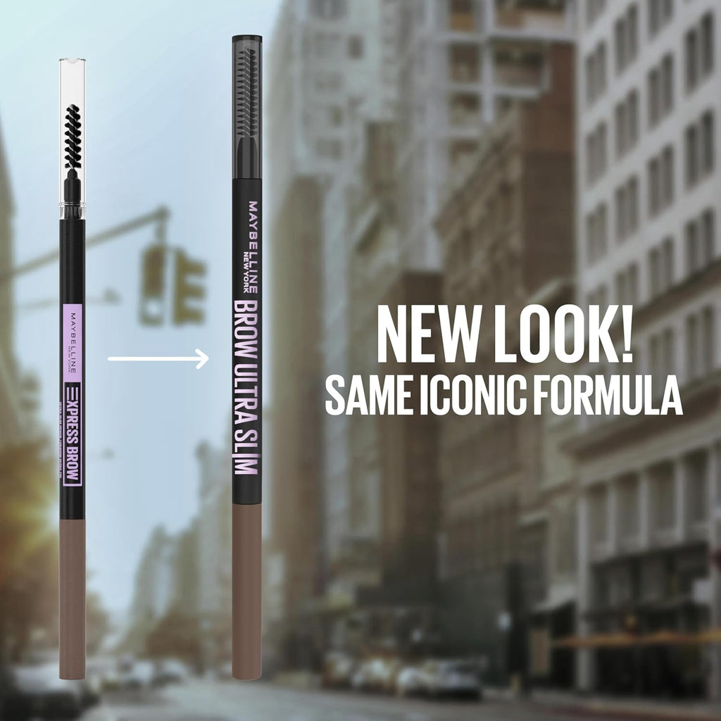 Express Brow Ultra Slim Eyebrow Makeup, Brow Pencil with Precision Tip and Spoolie for Defined Eyebrows, Soft Brown 255, 1 Count