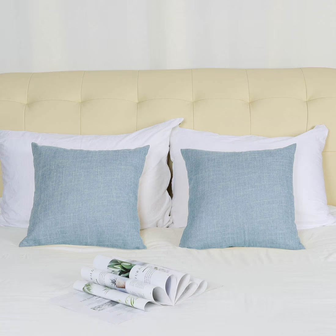 2 Pack Cotton Linen Throw Pillow Covers 18