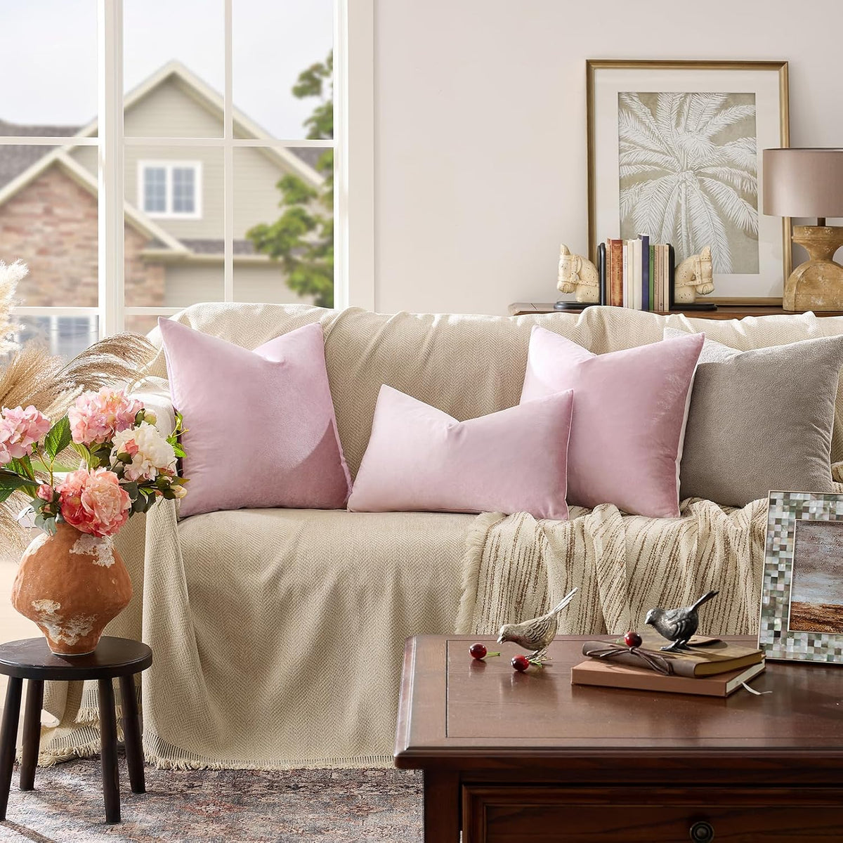 Sweet Lilac Velvet Throw Pillow Covers 16X16 Pack of 2
