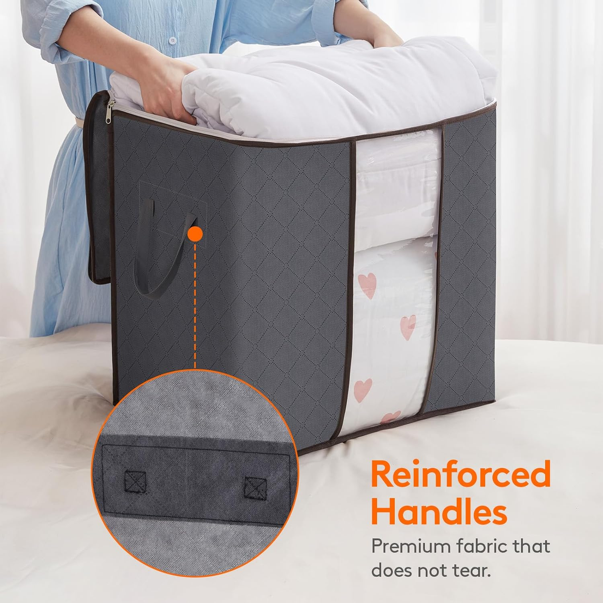 3 Pack 100L Clothes Storage With Reinforced Handles. novahomefinds.store