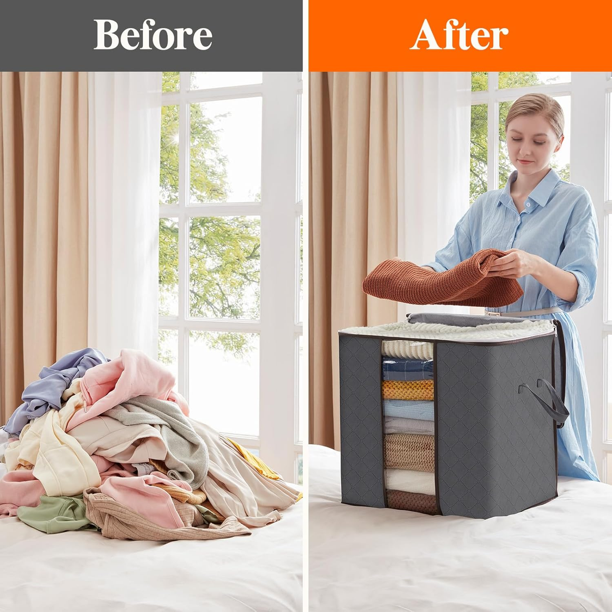 3 Pack 100L Clothes Storage With Reinforced Handles. novahomefinds.store