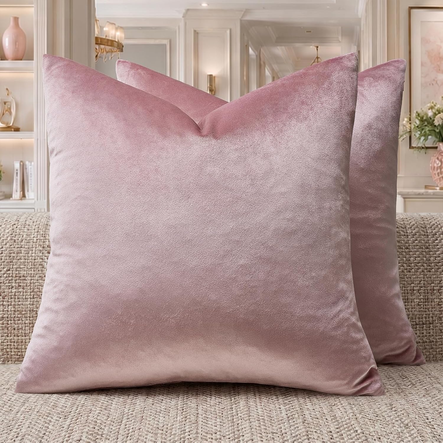 Sweet Lilac Velvet Throw Pillow Covers 16X16 Pack of 2