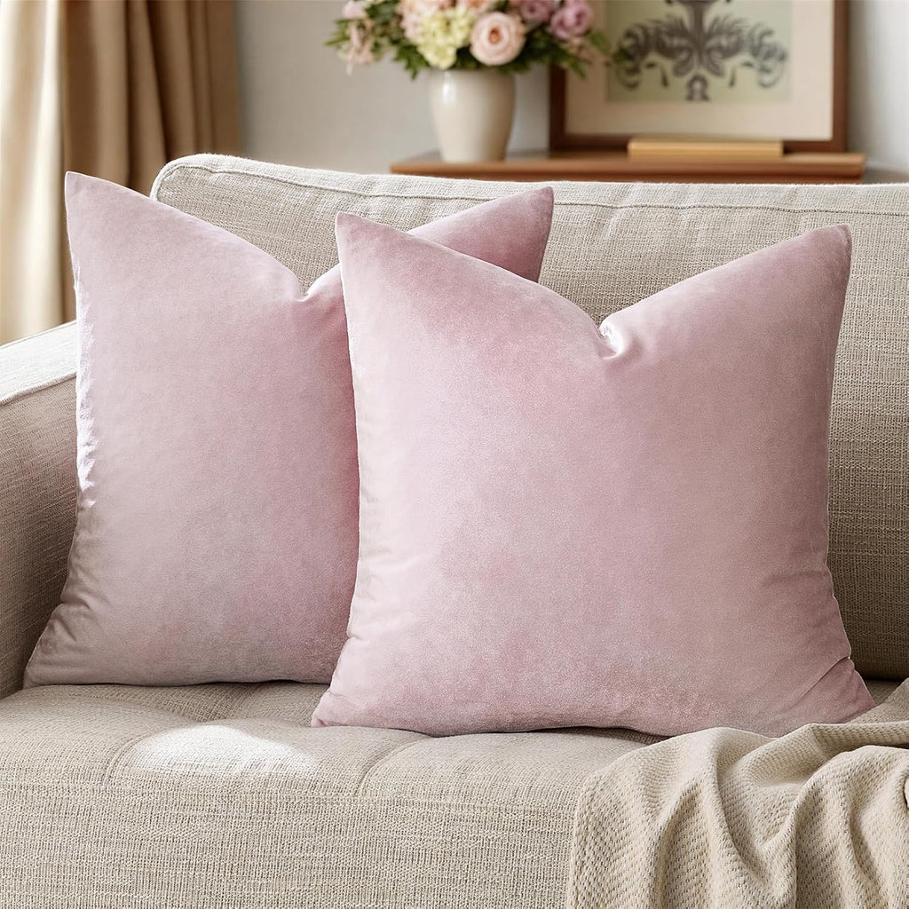 Sweet Lilac Velvet Throw Pillow Covers 16X16 Pack of 2