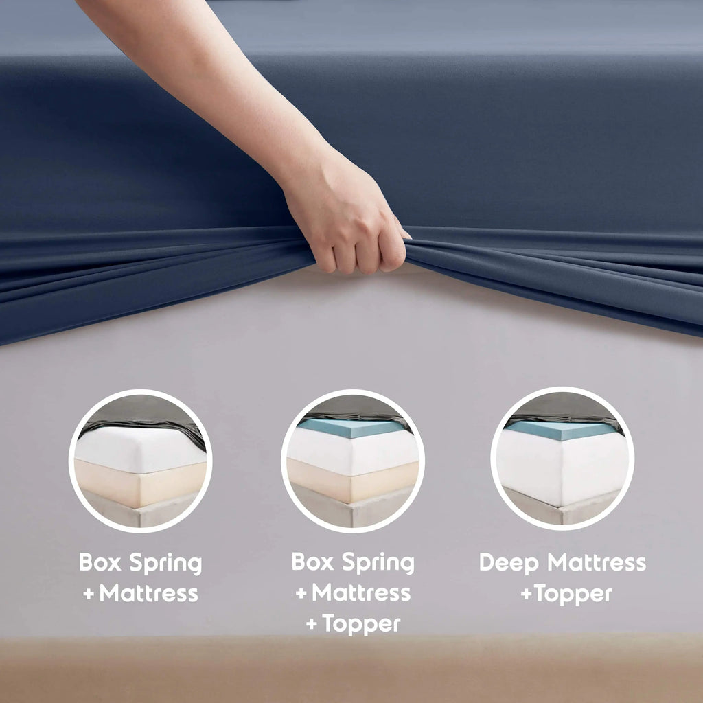 Rv/Short Queen Sheets Set, Bed Sheets for Campers Bedding, Hotel Luxury Soft Microfiber 4 Peice, Navy