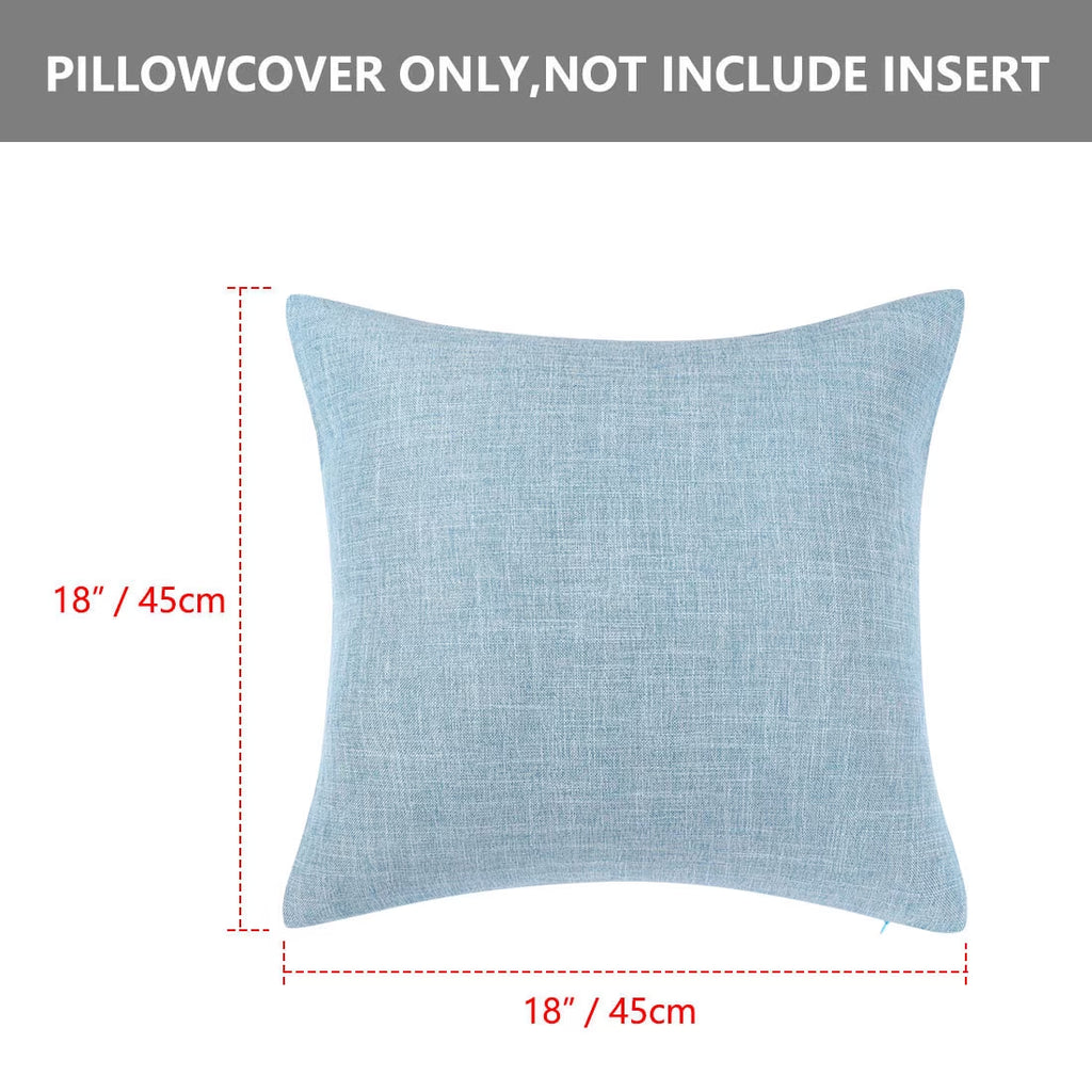2 Pack Cotton Linen Throw Pillow Covers 18" X 18" Blue