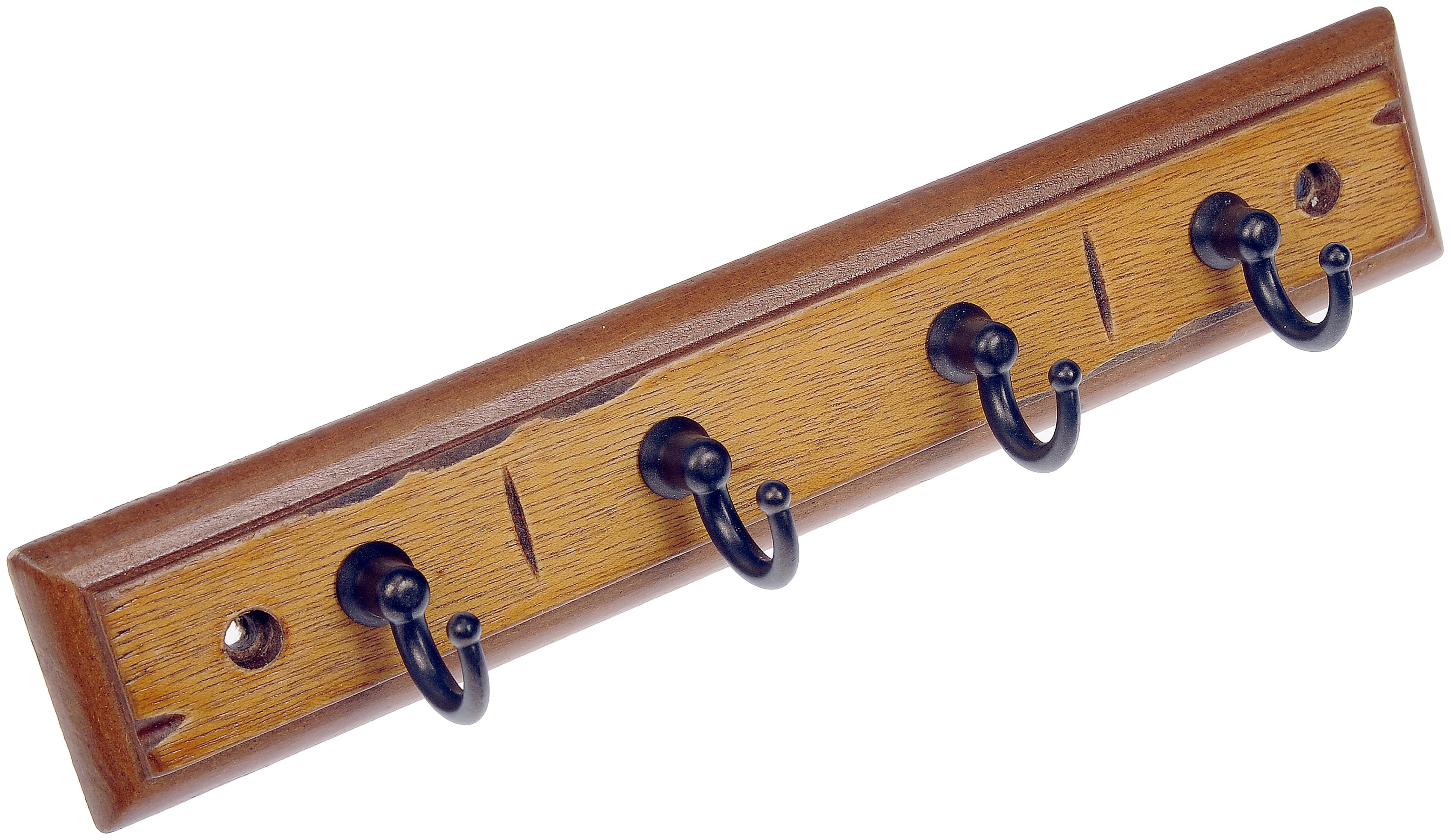 (2 Pack)  Antique Walnut Key Rail with 4 Satin Nickel Hooks, 8.75 In, 2 Lb Capacity, 1 Pack