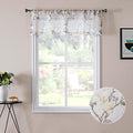 Floral White Sheer Valance Curtains Flower Print Vine Embroidery Bedroom Curtain Valances Rod Pocket Voile Window Curtains for Living Room, 54 X 16 Inches Long, Set of 1 Panel