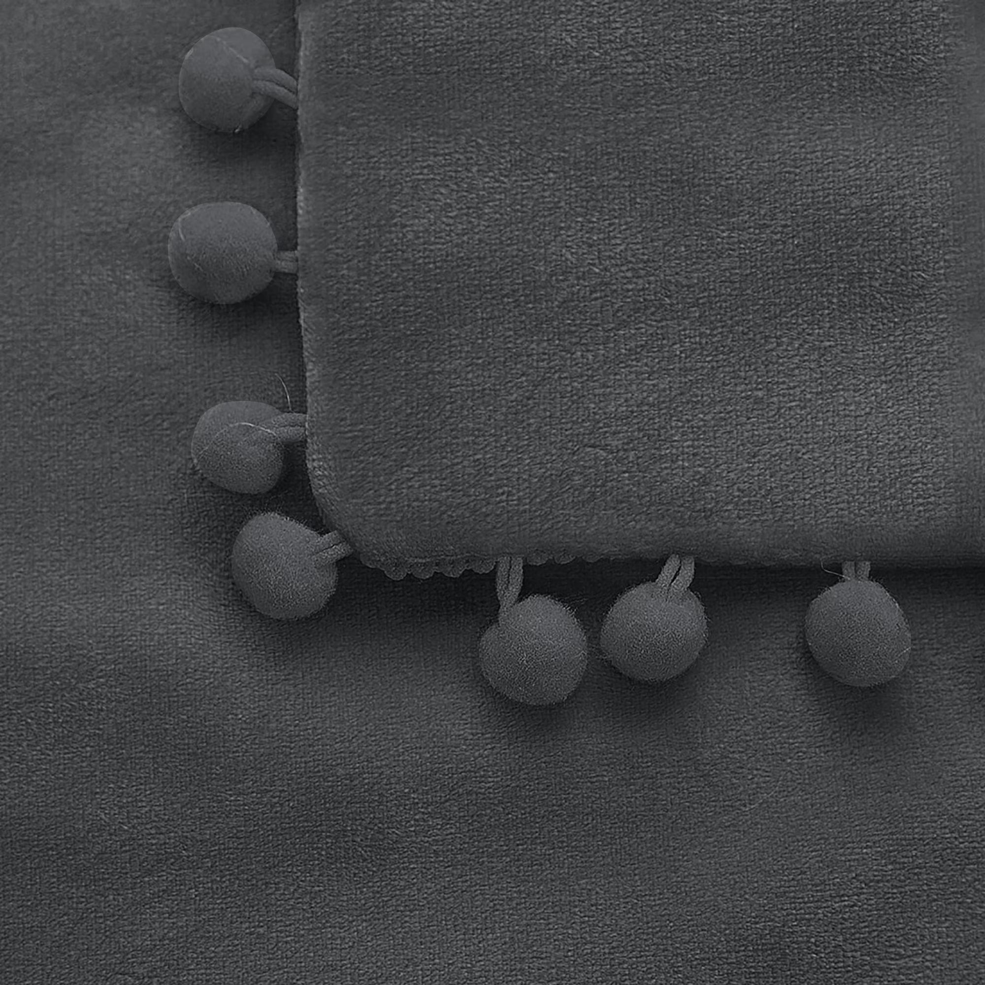 Velvet Pillow Cover with Pompoms for Sofa 1PCS Dark Gray 20X20Inch