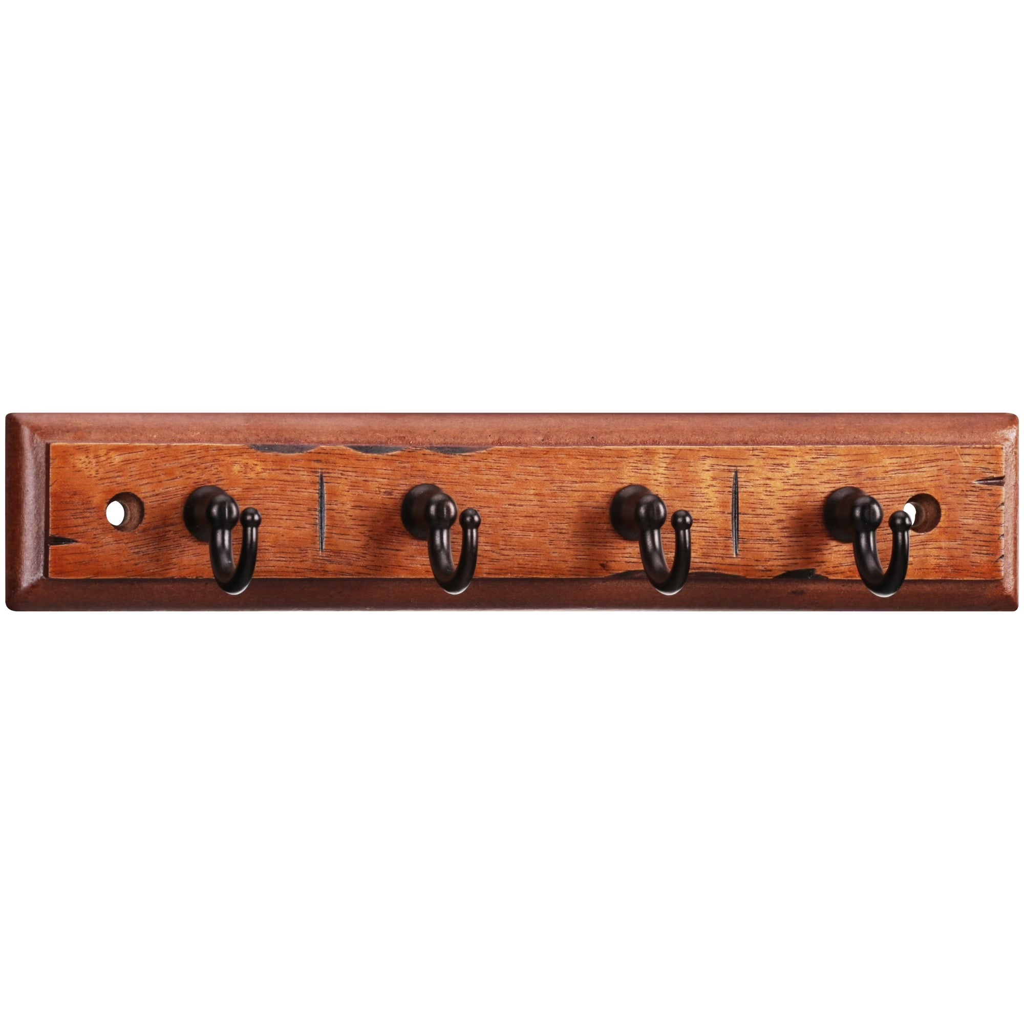 (2 Pack)  Antique Walnut Key Rail with 4 Satin Nickel Hooks, 8.75 In, 2 Lb Capacity, 1 Pack